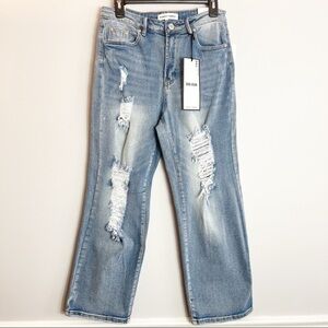 Almost Famous 7 Women's Ripped Distressed Dad Jeans NWT